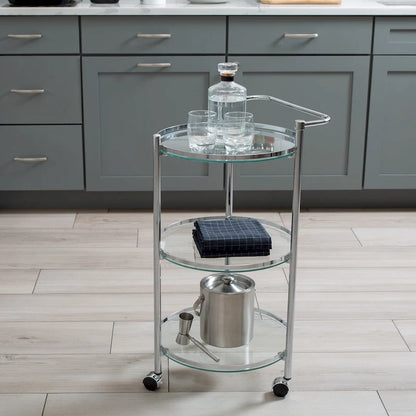 Organize It All Circular Tempered Glass Rolling Serving Cart - 15.25 x 16.75 x 29.75