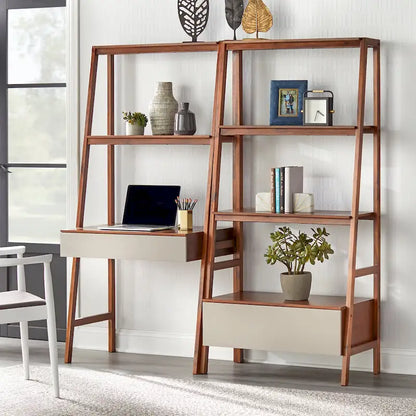 Lifestorey Nordic Ladder Desk and Bookshelf 2-Piece Set