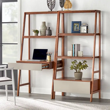 Lifestorey Nordic Ladder Desk and Bookshelf 2-Piece Set