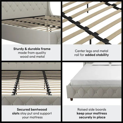 CosmoLiving by Cosmopolitan Mercer Upholstered Platform Bed Frame