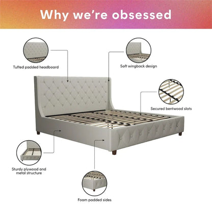 CosmoLiving by Cosmopolitan Mercer Upholstered Platform Bed Frame