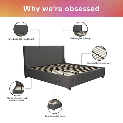 CosmoLiving by Cosmopolitan Mercer Upholstered Platform Bed Frame