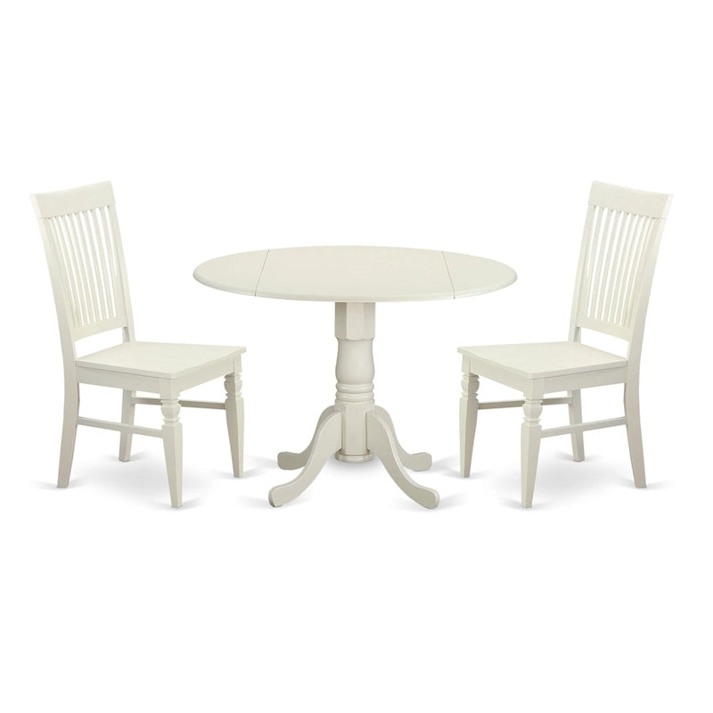 East West Furniture 3 Piece Dinette Set Contains a Round Dining Table and 2 Dining Room Chairs, (Finish Options)