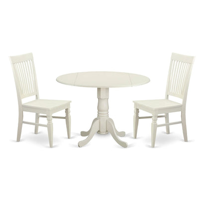 East West Furniture 3 Piece Dinette Set Contains a Round Dining Table and 2 Dining Room Chairs, (Finish Options)