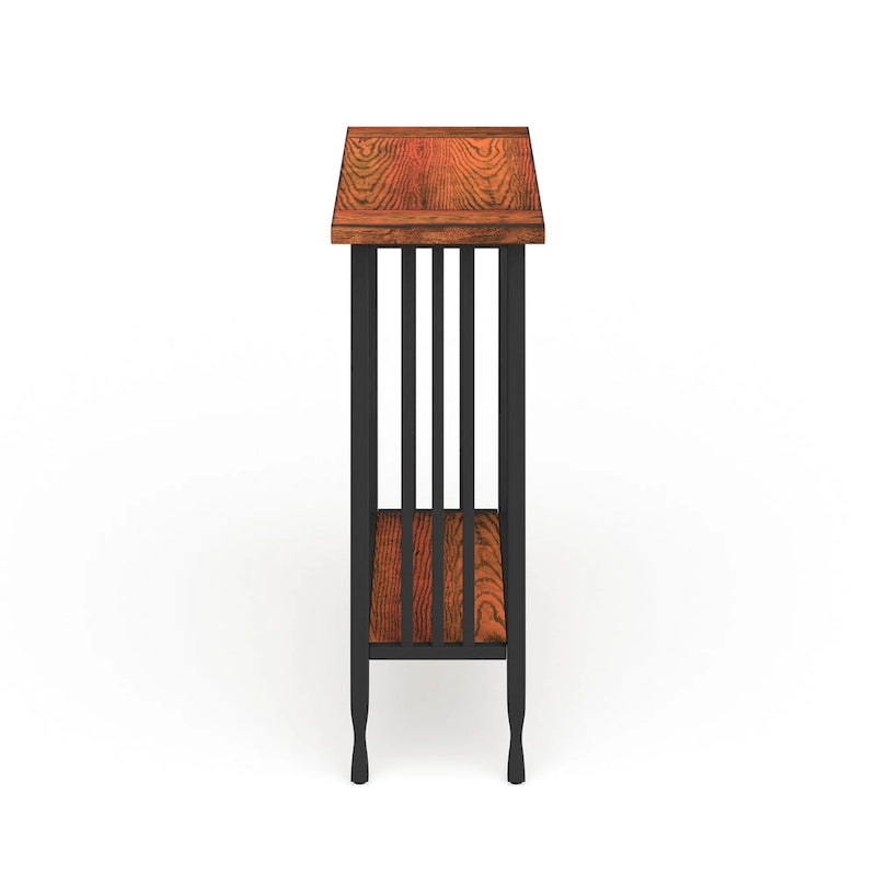 Leick Home Peter Matte Black Slatted Mission Oak Hall Stand