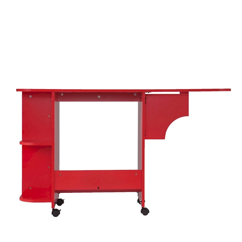 SEI Furniture Eastwick Farmhouse Red Foldable Rolling Sewing Table/ Craft Station