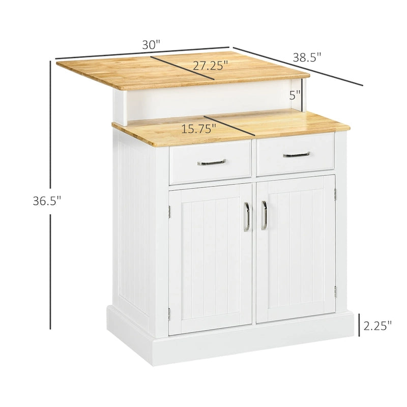 HOMCOM Buffet Cabinet with Storage, Kitchen Sideboard with 2-Layer Wood Countertop, Adjustable Shelves, and Drawers