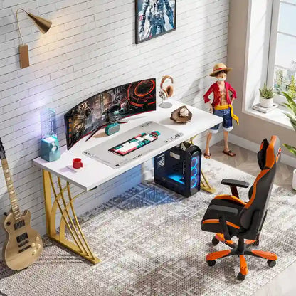 55 inch Modern White Computer Desk