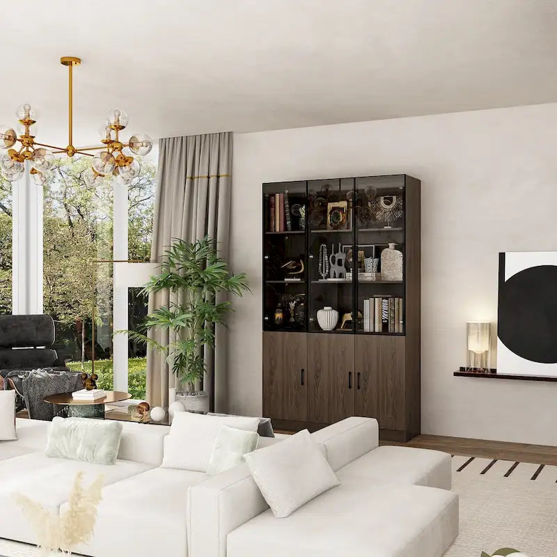 Aluminum and Glass Lighted Cabinet Customizable for Buffet/Bookshelf