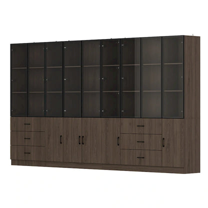 Aluminum and Glass Lighted Cabinet Customizable for Buffet/Bookshelf