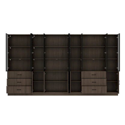 Aluminum and Glass Lighted Cabinet Customizable for Buffet/Bookshelf