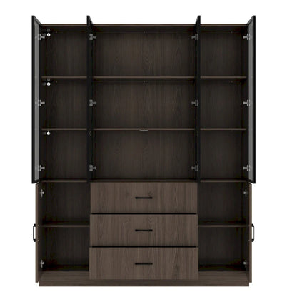 Aluminum and Glass Lighted Cabinet Customizable for Buffet/Bookshelf