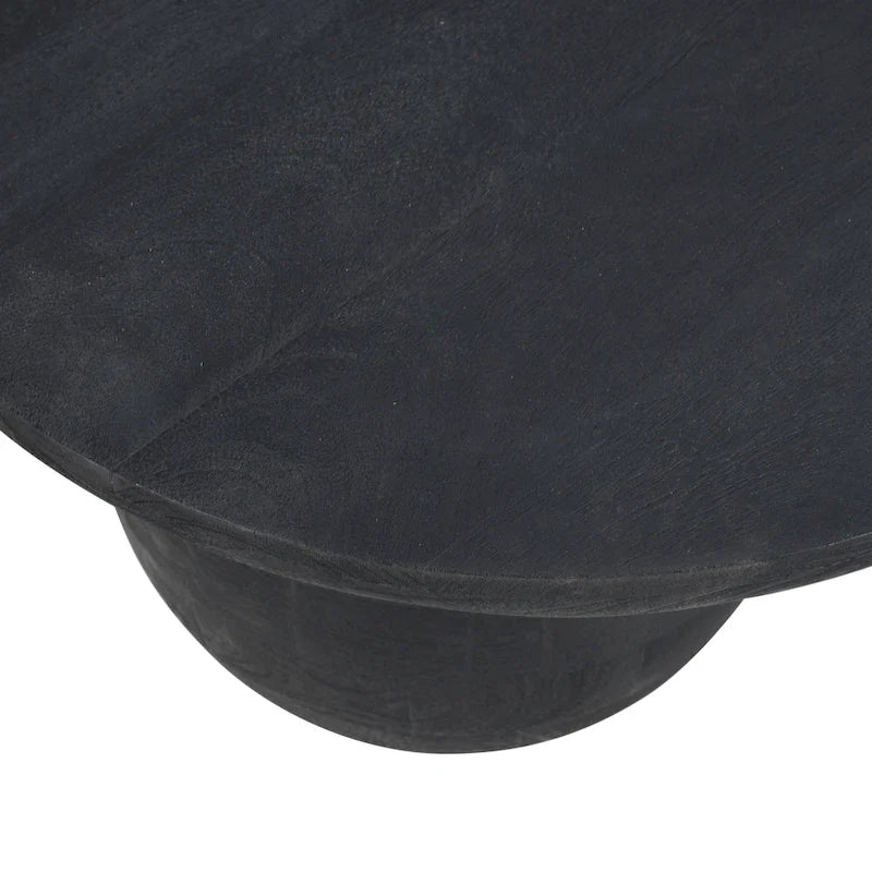 38 Inch Coffee Table, Oblong Mango Wood Top with a Modern Ball Leg