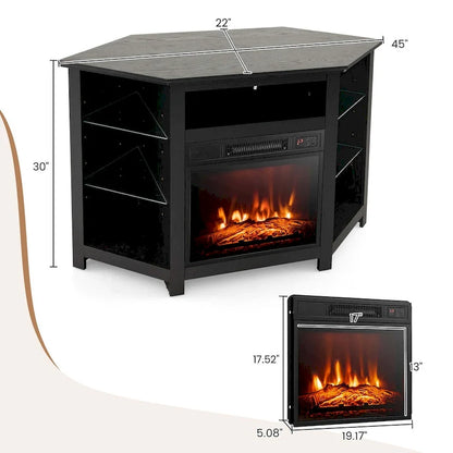 Costway Fireplace TV Stand w/ Led Lights & 18 Electric Fireplace for - See Details
