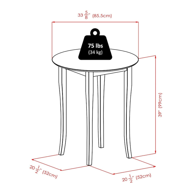 3-Pc High Table with V-back Bar Stools, Walnut