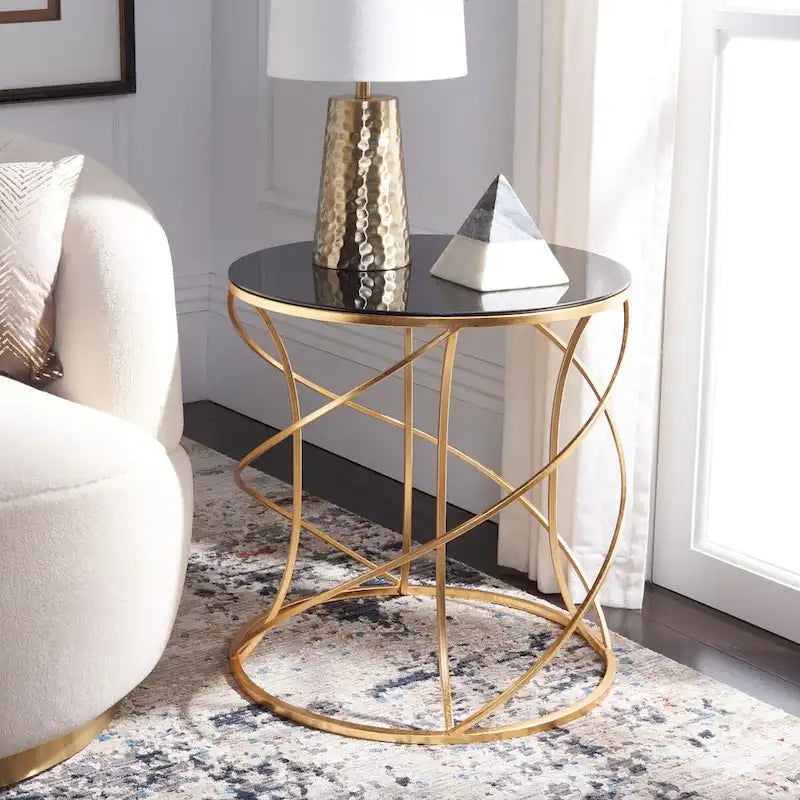 SAFAVIEH Treasures Jeanine Gold/ White Top Accent Table - 20 x 20 x 21.2 - 20Wx20Dx21H