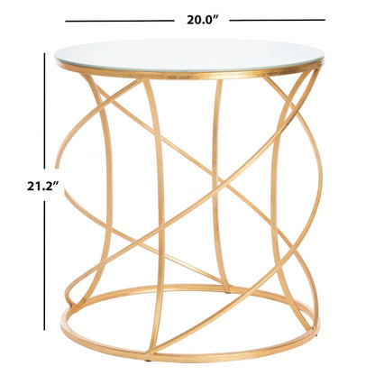 SAFAVIEH Treasures Jeanine Gold/ White Top Accent Table - 20 x 20 x 21.2 - 20Wx20Dx21H