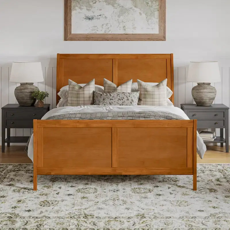 AFI, Portland Solid Wood Low Profile Platform Bed with Matching Footboard