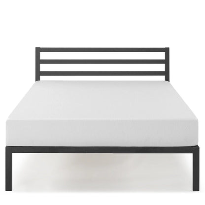14 Inch Metal Platform Bed with Wood Slat Support By Crown Comfort