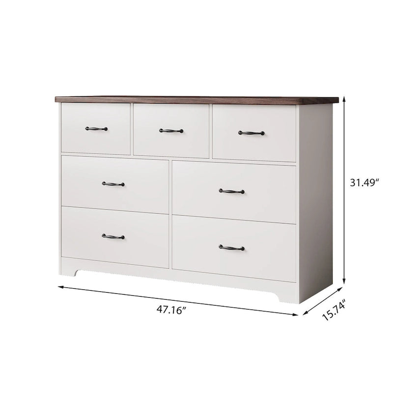 Modern Dresser for Bedroom, 7 Drawer Double Dresser Sideboard