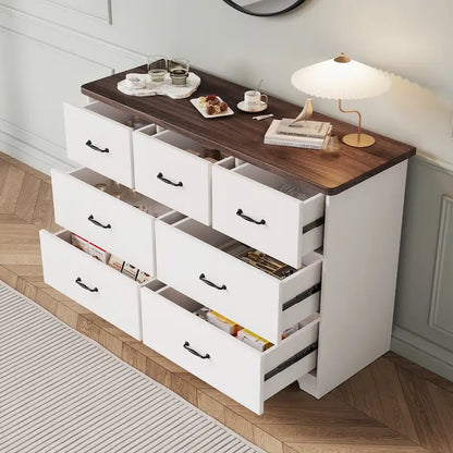 Modern Dresser for Bedroom, 7 Drawer Double Dresser Sideboard