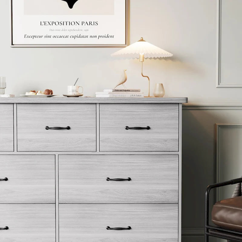 Modern Dresser for Bedroom, 7 Drawer Double Dresser Sideboard