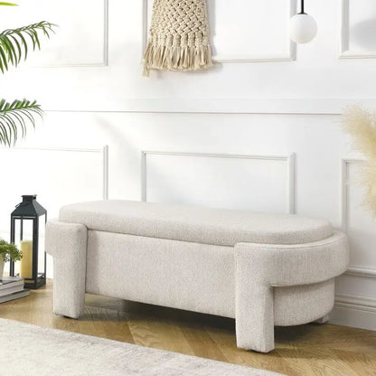 GEITIN Linen Fabric Upholstered Bench with Large Storage Space