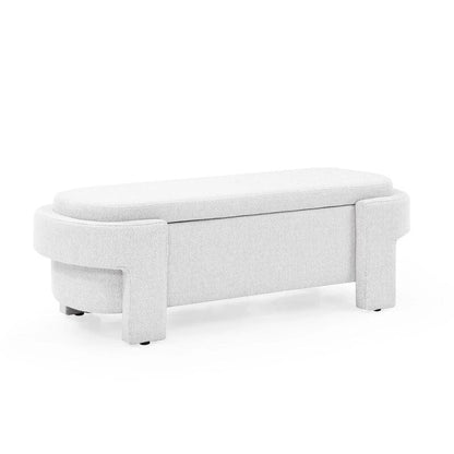 GEITIN Linen Fabric Upholstered Bench with Large Storage Space