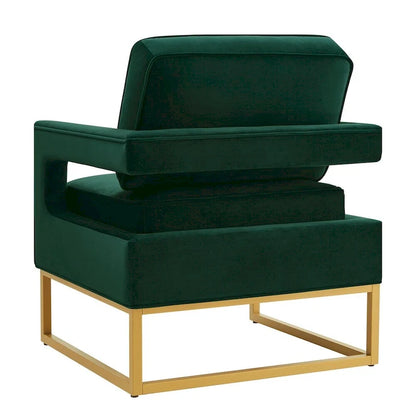 Modern Style Velvet Accent Chair with Gold Metal Base