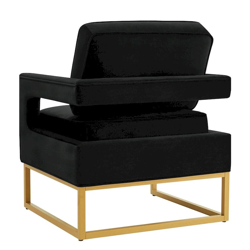 Modern Style Velvet Accent Chair with Gold Metal Base