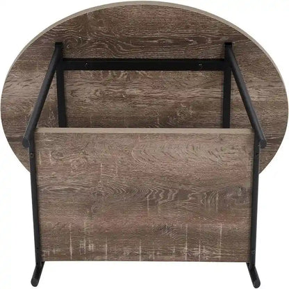 Oval Rustic Coffee Table with Storage Shelf - 23.43D x 39.37W x 16.54H