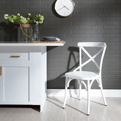 Vintage Series Distressed Metal X Back Side Chair - Antique White (Set of 2)