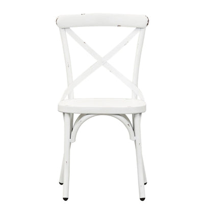 Vintage Series Distressed Metal X Back Side Chair - Antique White (Set of 2)