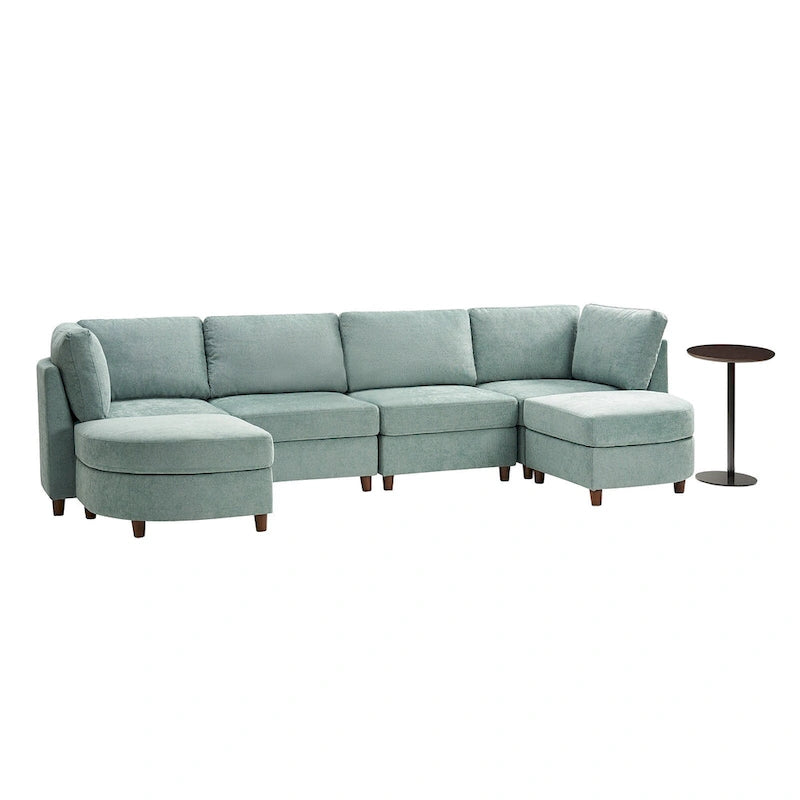 Mattia Modern Under-seat Storage Sectional Sofa with Round Table and Solid Wood Legs by HULALA HOME