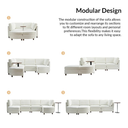 Mattia Modern Under-seat Storage Sectional Sofa with Round Table and Solid Wood Legs by HULALA HOME