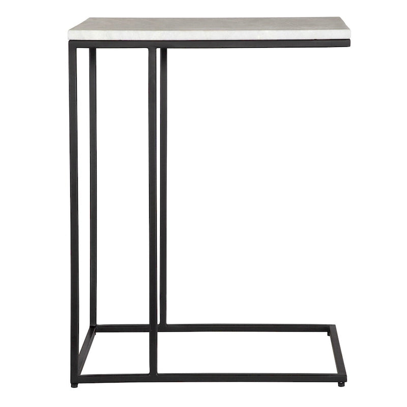 Porch & Den Black Metal and White Marble Accent Table