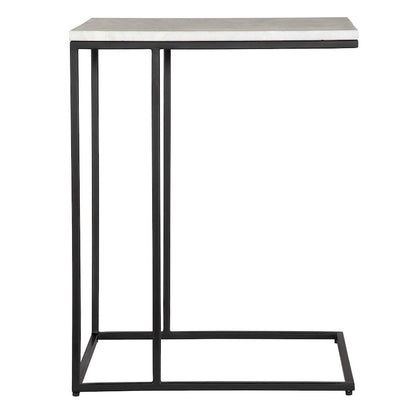Porch & Den Black Metal and White Marble Accent Table