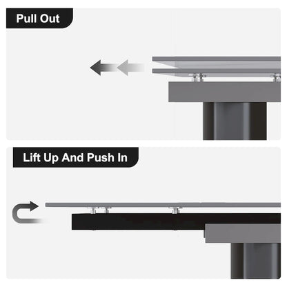 9 - Piece 94.48 Modern Minimalist Extendable Sintered Stone Top Double Pedestal Dining Set With 8 Fabric Chairs