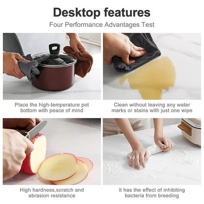 9 - Piece 94.48 Modern Minimalist Extendable Sintered Stone Top Double Pedestal Dining Set With 8 Fabric Chairs