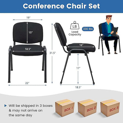 Meeting Room Conference Chair Set w/ Metal Frame & Upholstered Back