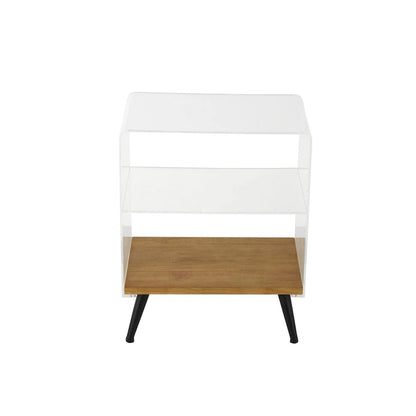 Acrylic Plastic 1 Shelf Side End Accent Table with Wood Base and Black Legs - Clear - Roche River Decor