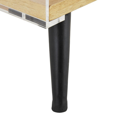 Acrylic Plastic 1 Shelf Side End Accent Table with Wood Base and Black Legs - Clear - Roche River Decor