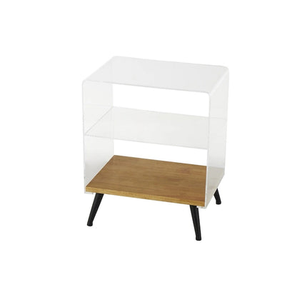 Acrylic Plastic 1 Shelf Side End Accent Table with Wood Base and Black Legs - Clear - Roche River Decor