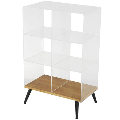 Acrylic Plastic 1 Shelf Side End Accent Table with Wood Base and Black Legs - Clear - Roche River Decor