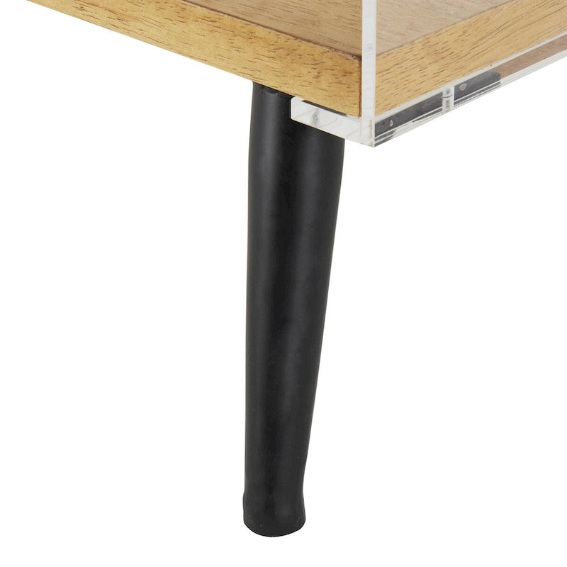 Acrylic Plastic 1 Shelf Side End Accent Table with Wood Base and Black Legs - Clear - Roche River Decor