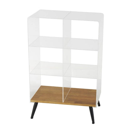 Acrylic Plastic 1 Shelf Side End Accent Table with Wood Base and Black Legs - Clear - Roche River Decor