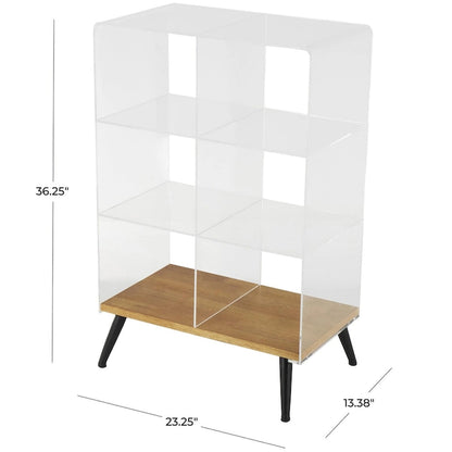 Acrylic Plastic 1 Shelf Side End Accent Table with Wood Base and Black Legs - Clear - Roche River Decor