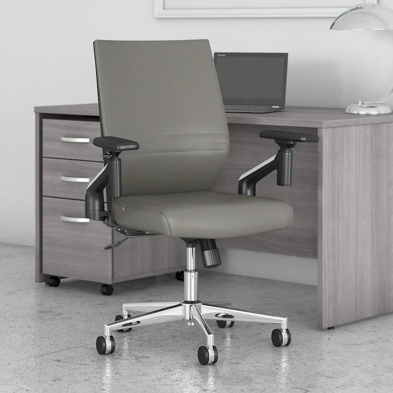 Cabot Mid Back Leather Office Chair by Bush Furniture
