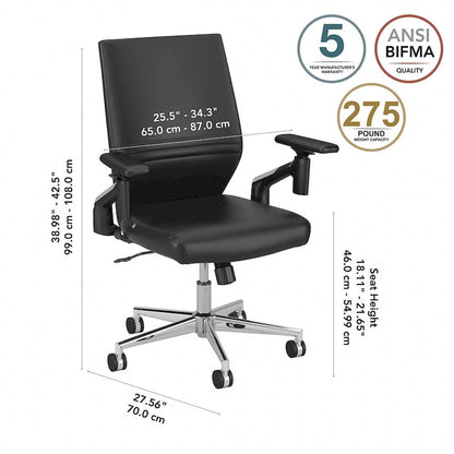 Cabot Mid Back Leather Office Chair by Bush Furniture