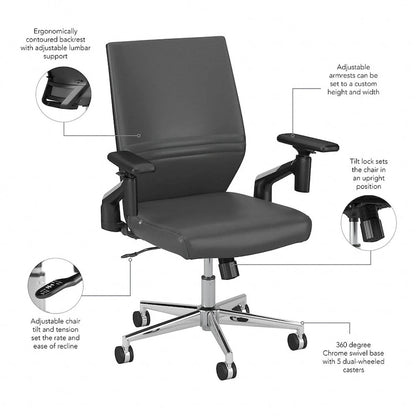 Cabot Mid Back Leather Office Chair by Bush Furniture